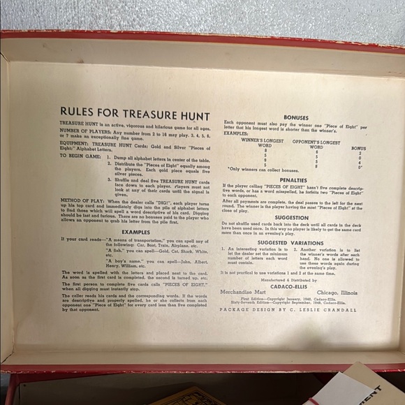 Vintage Treasure Hunt Board Game by Cadaco Ellis 1940s-50s - Picture 3 of 7
